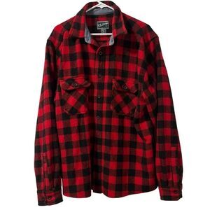 N.E. Limited wool blend cabincore Jacket Red Black Buffalo Plaid Outdoor rugged